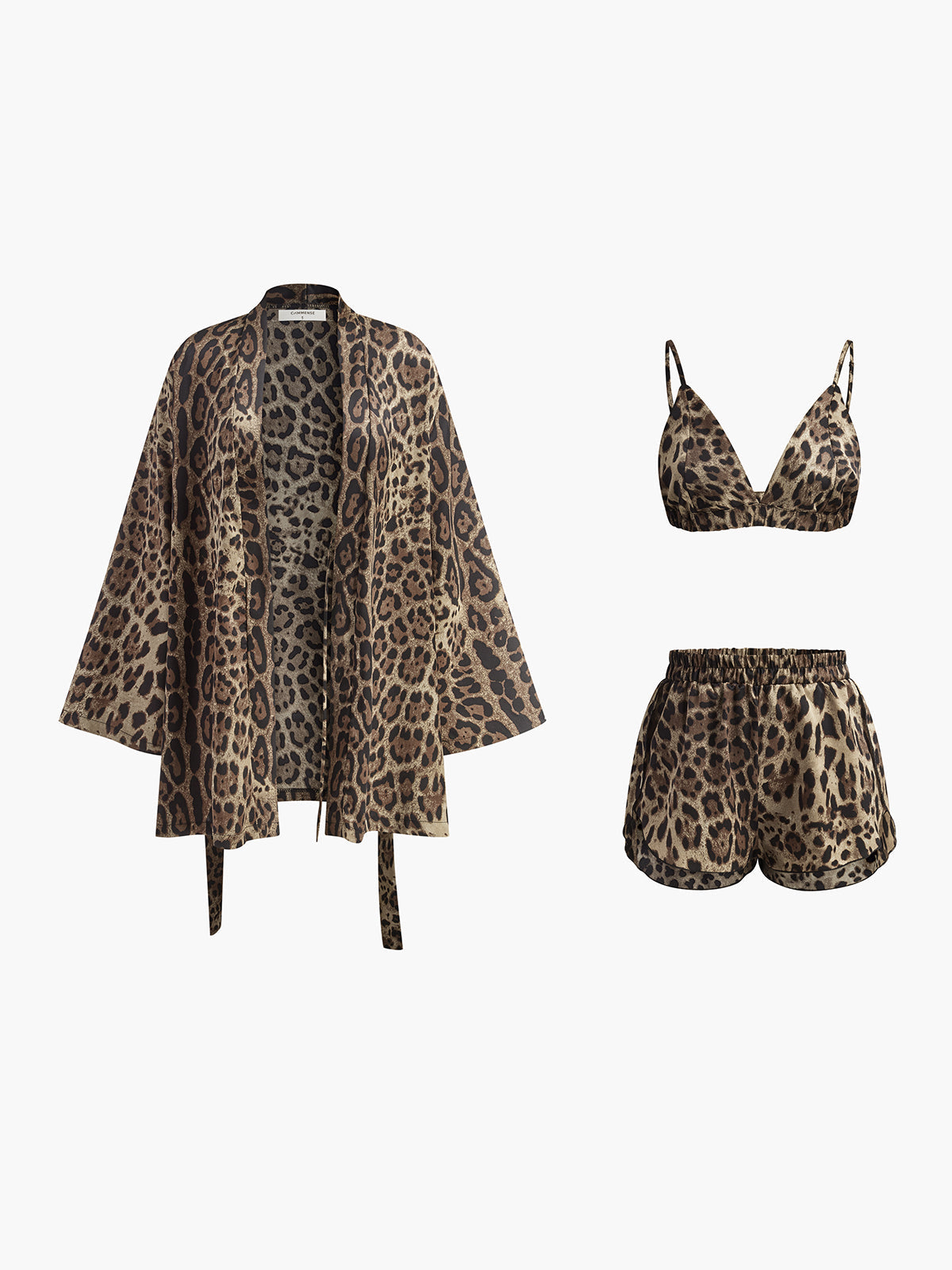 Leopard Print Three Piece Shorts Set