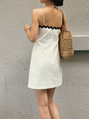 Cotton & Linen Contrast Trim Dress