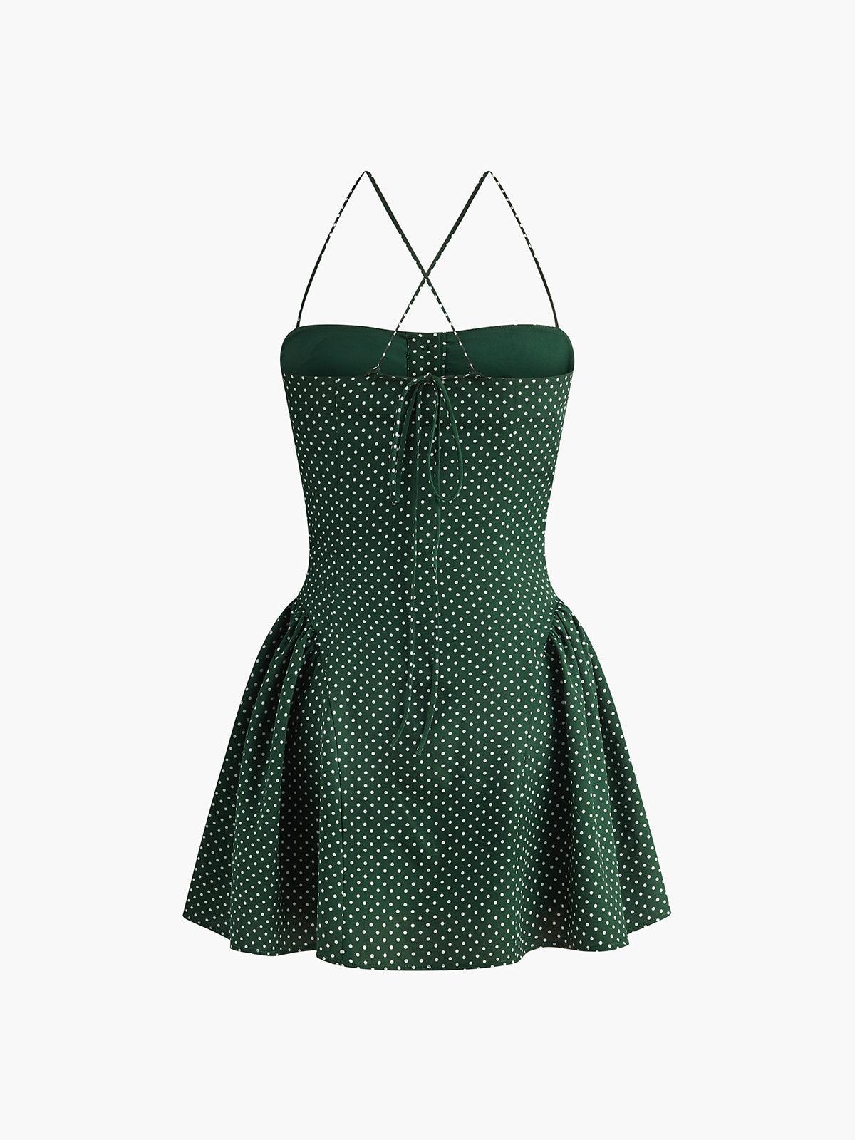 Pleated Polka Dot Sleeveless Dress