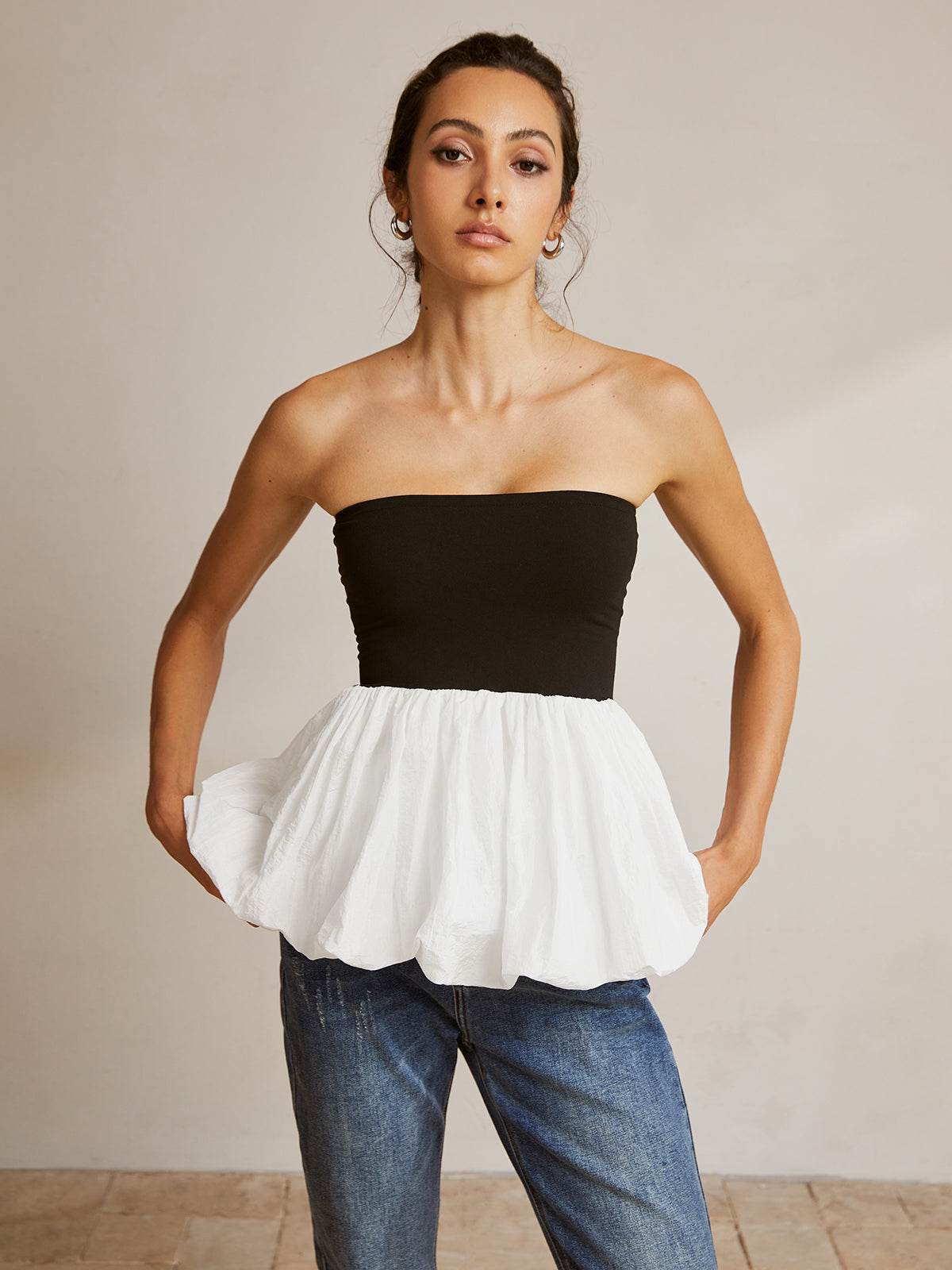 Bubble Two-Tone Tube Top