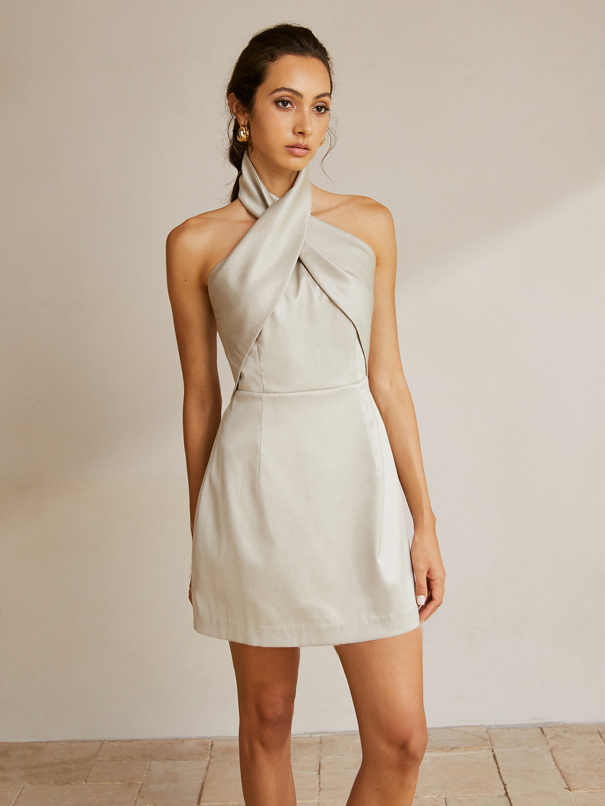 Cross Halter Backless Short Dress