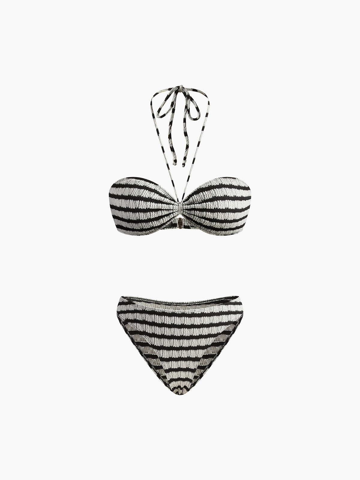 Striped Halter Removable Pads Bikini Sets