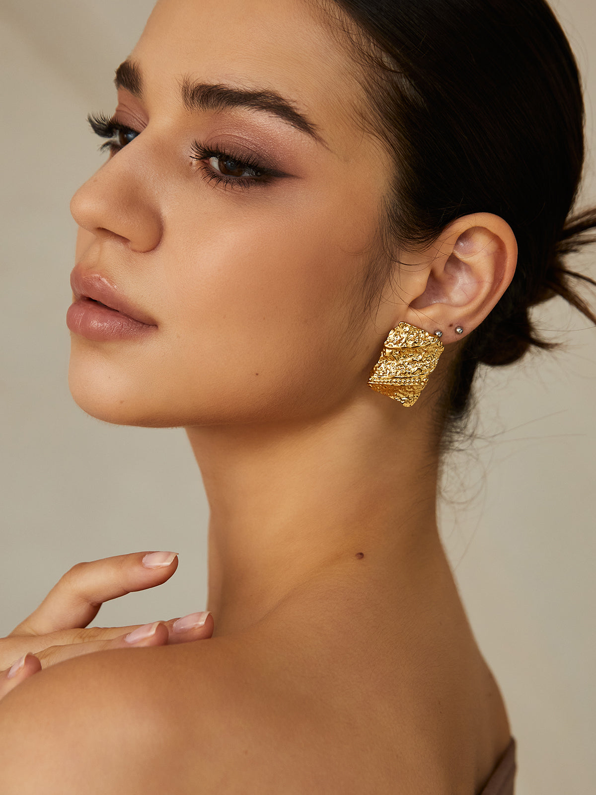 Gold Square Earrings