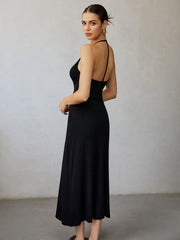 Halter Backless Midi Dress