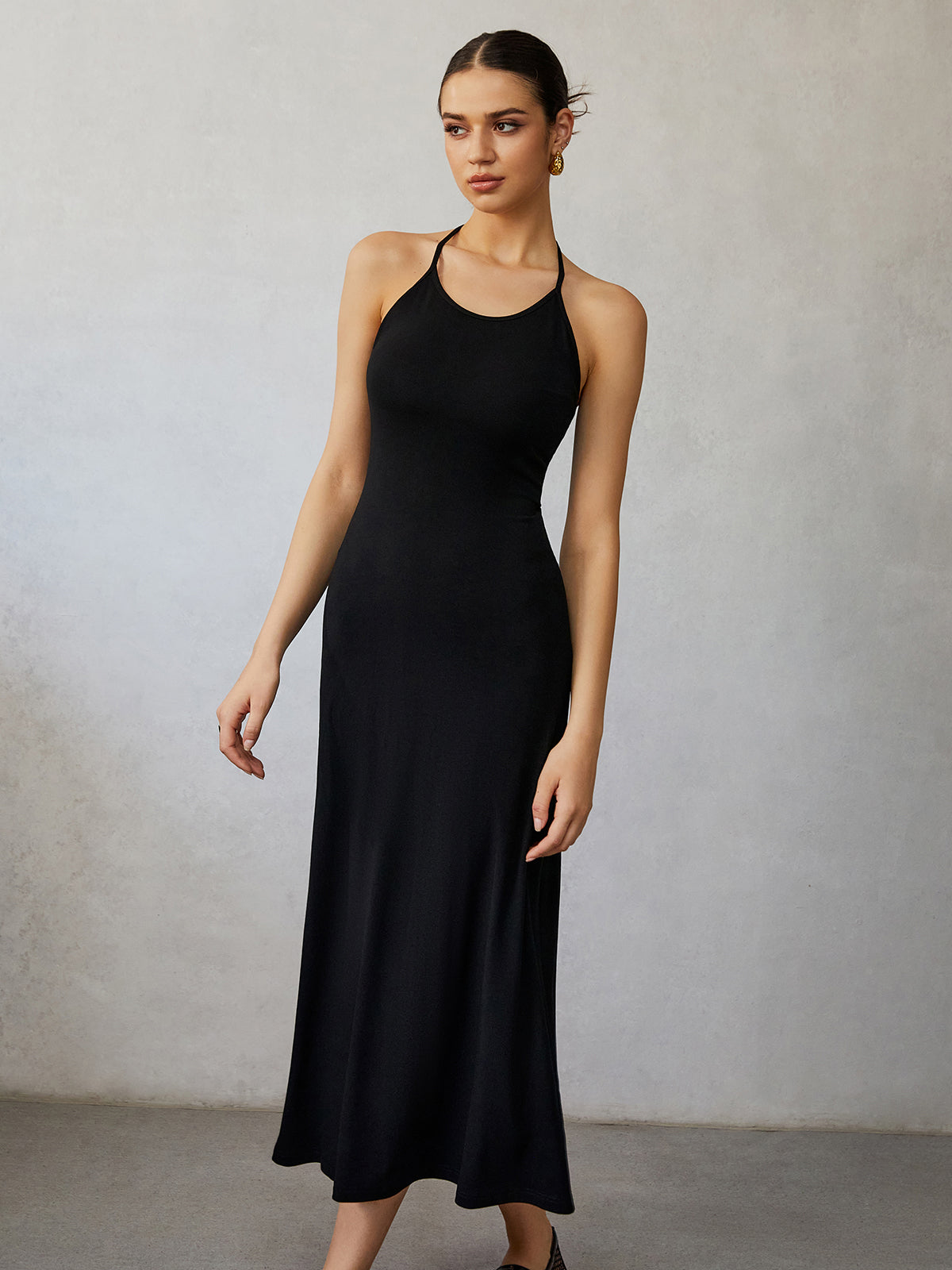 Halter Backless Midi Dress