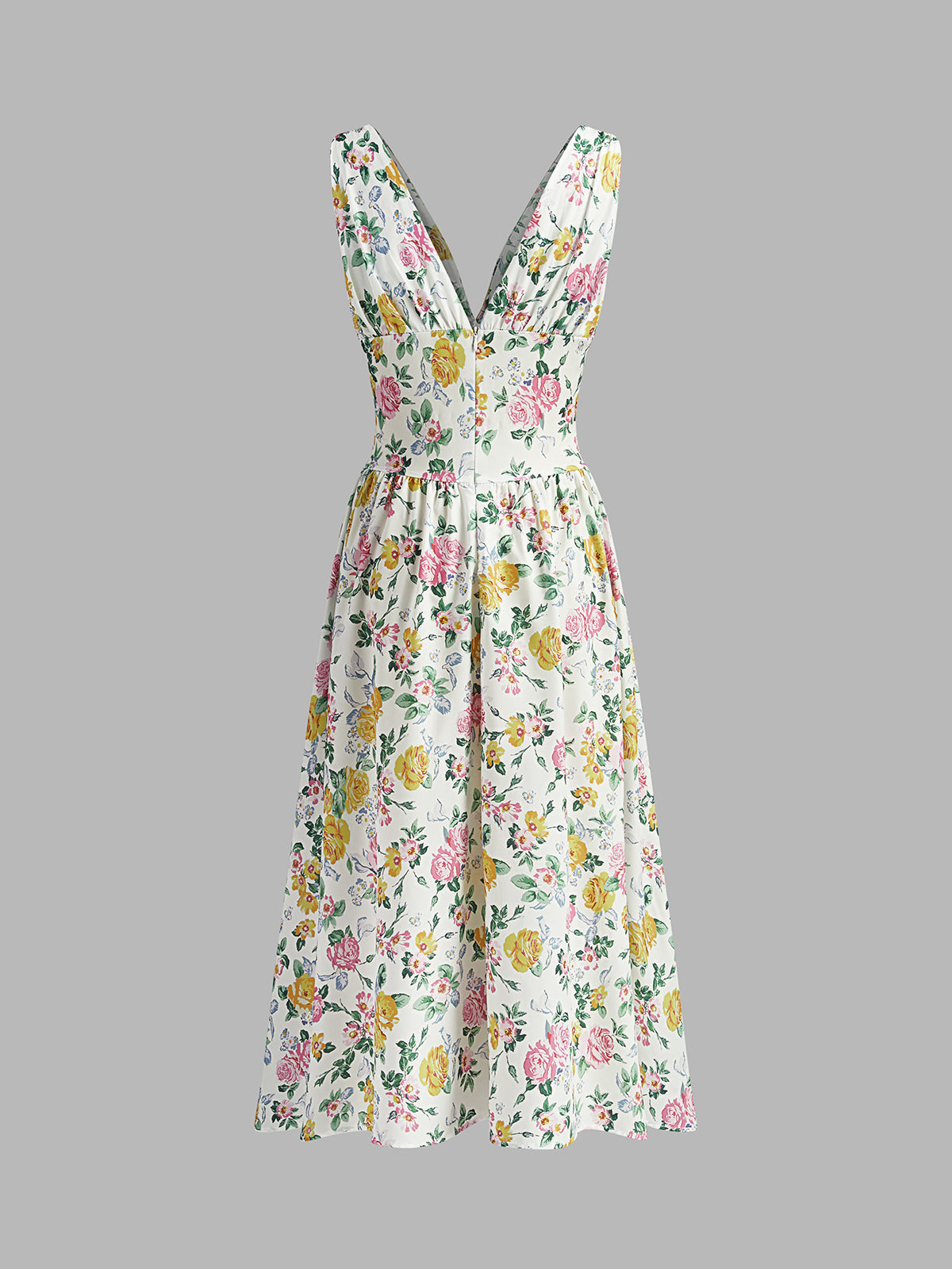 Print V-Neck Sleeveless Long Dress