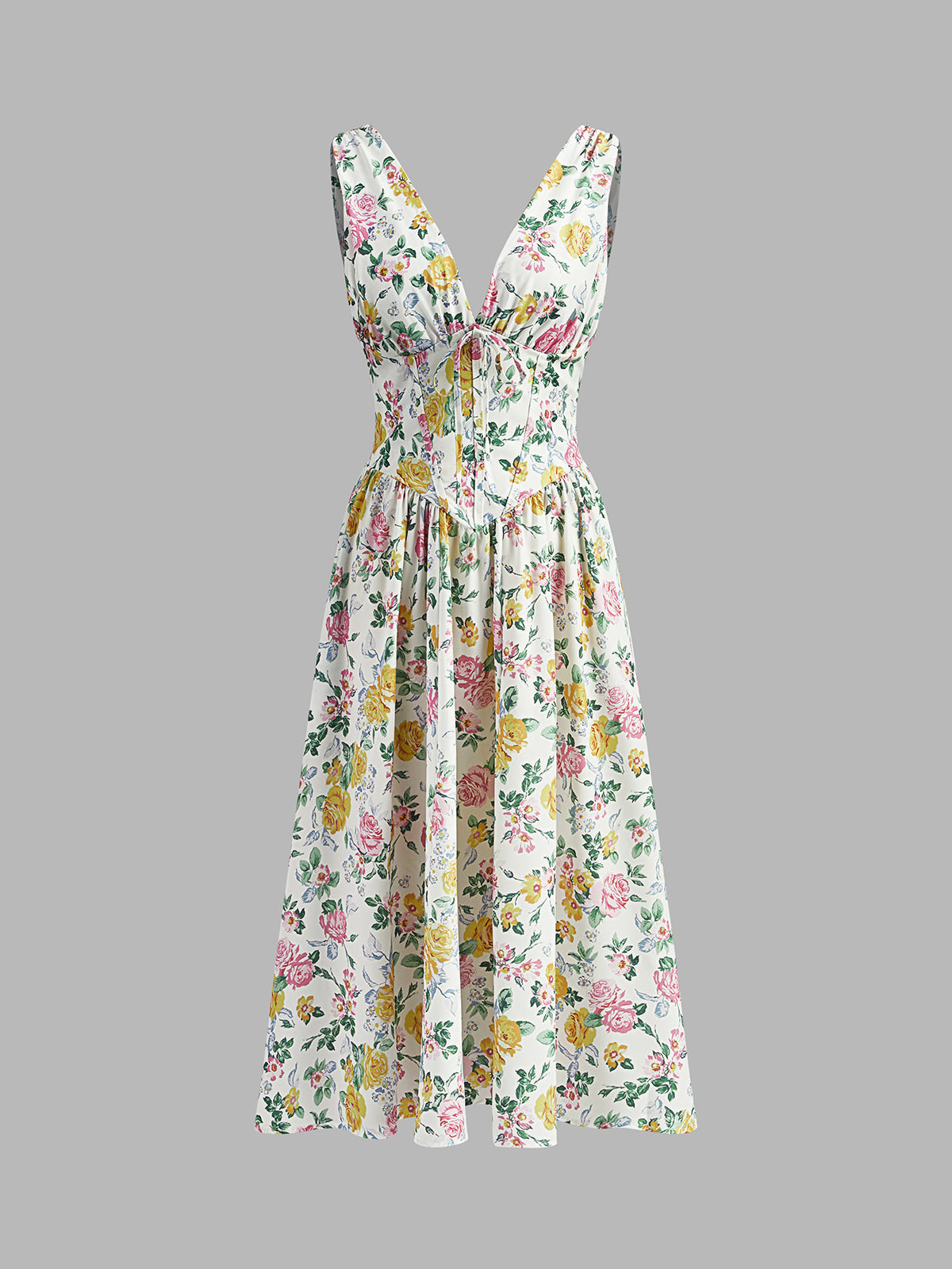 Print V-Neck Sleeveless Long Dress