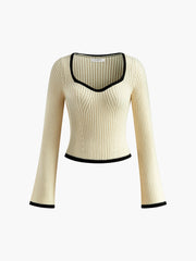 Contrast Trim Ribbed Sweater