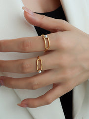 1pc Golden Imitation Pearl Ring