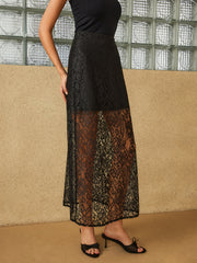 Lace Hollow High-Waist Skirt