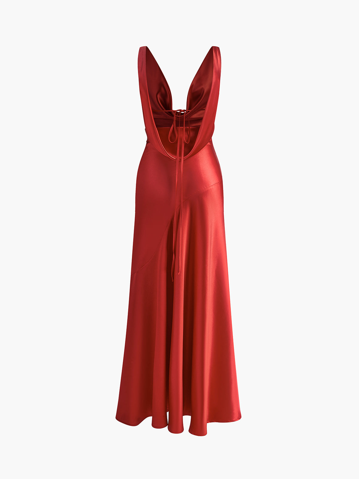 Pleated Backless Satin Tank Long Dress