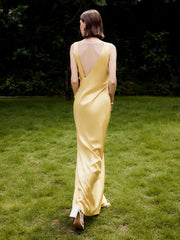 Asymmetrical Ruffle Backless Long Dress