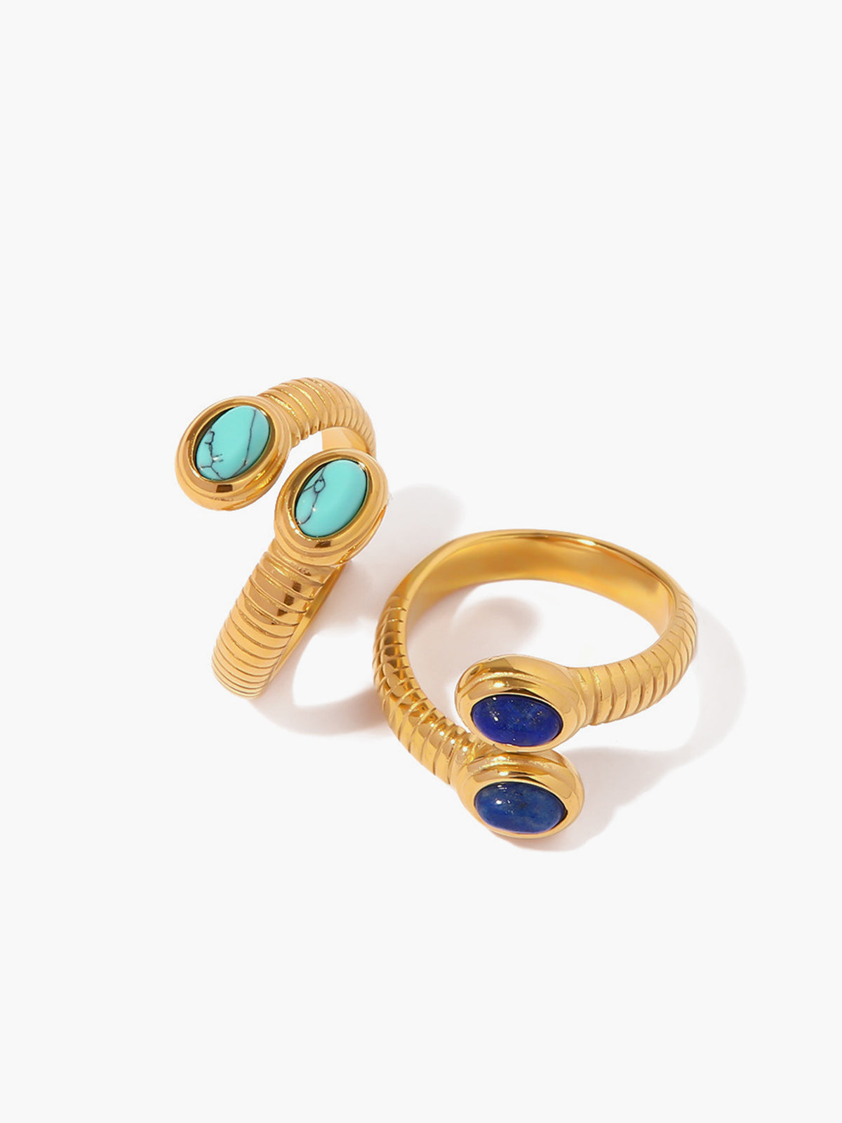 1pc Sapphire & Turquoise Snake Ring