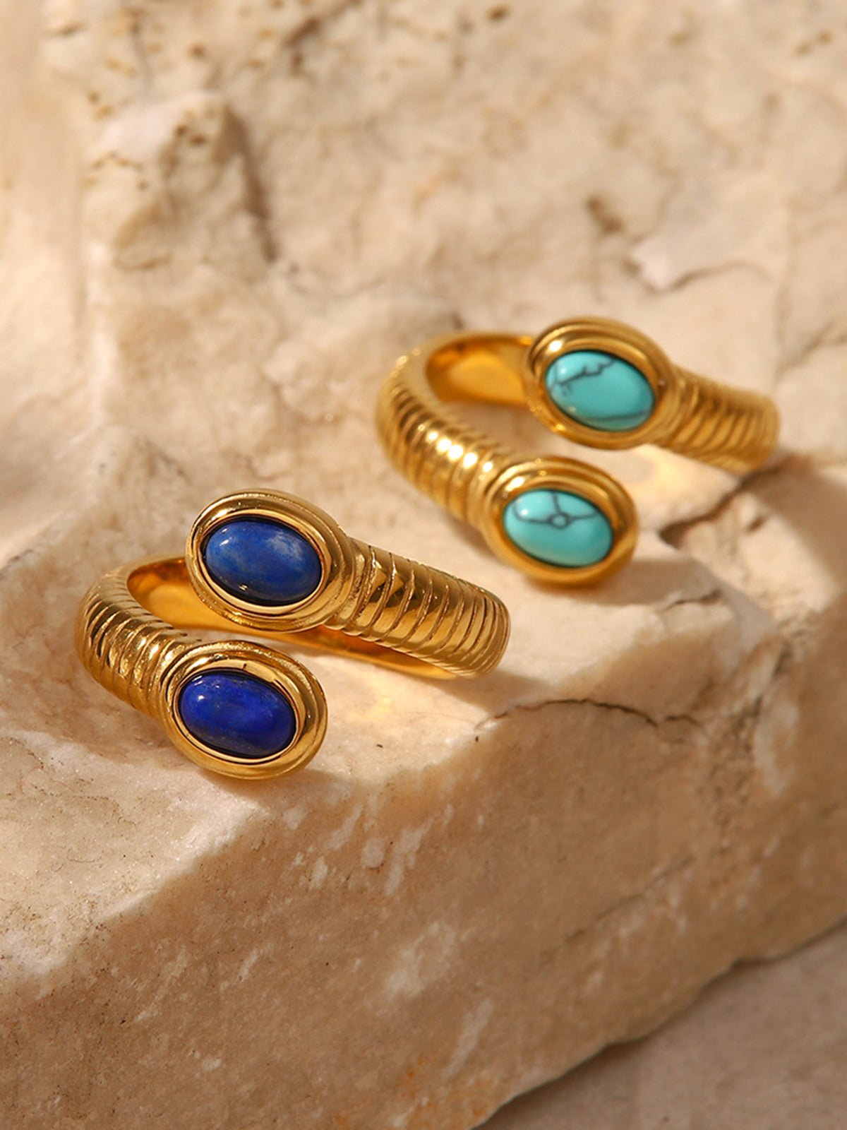 1pc Sapphire & Turquoise Snake Ring