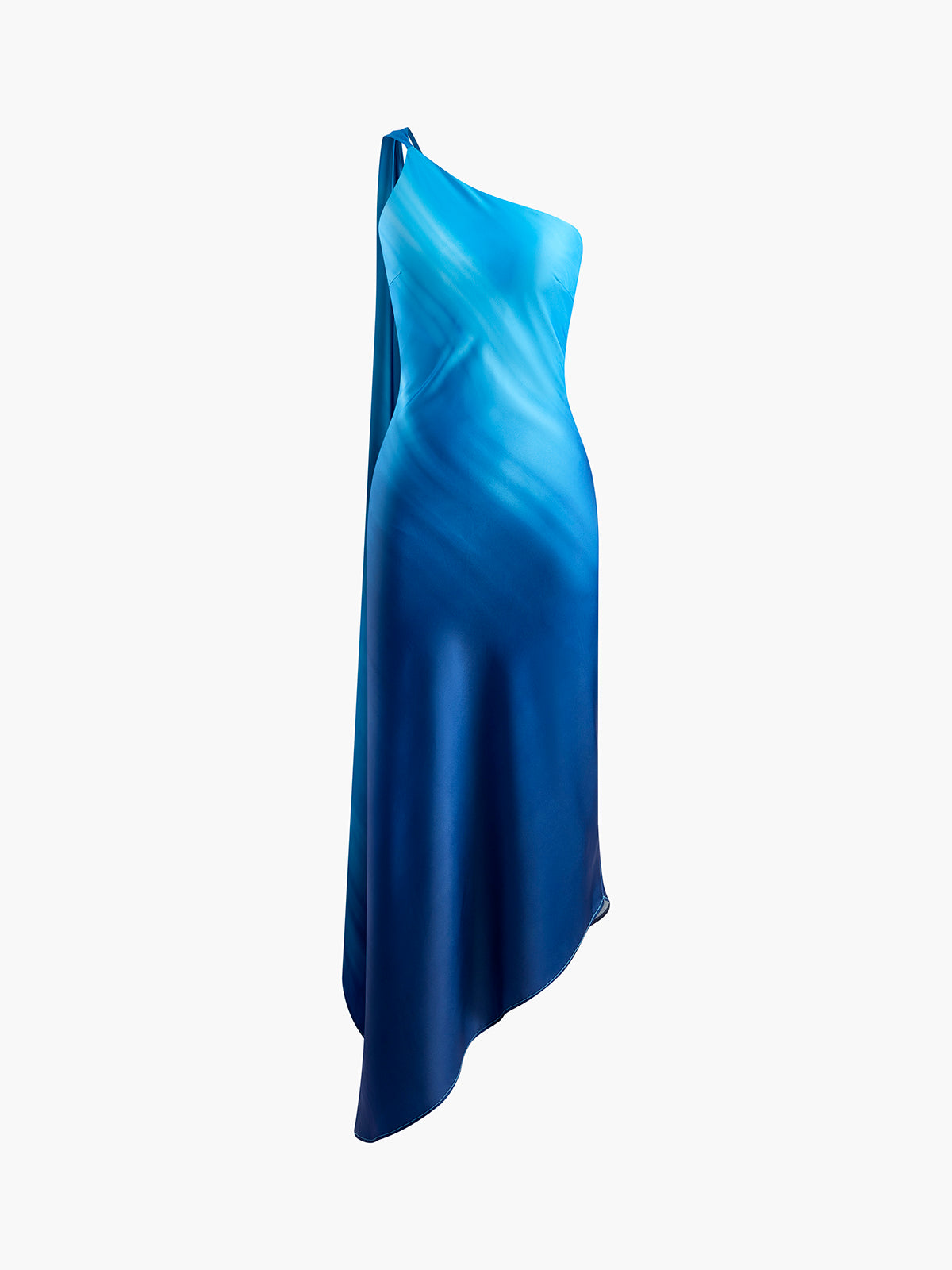 Asymmetrical One Shoulder Gradient Long Dress