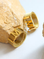 M Letter & Chain Decor Ring