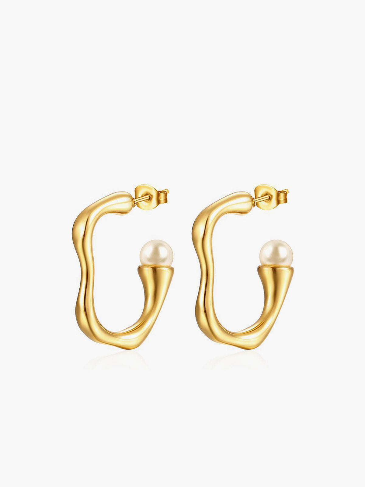 Irregular Pearl Hoop Earrings