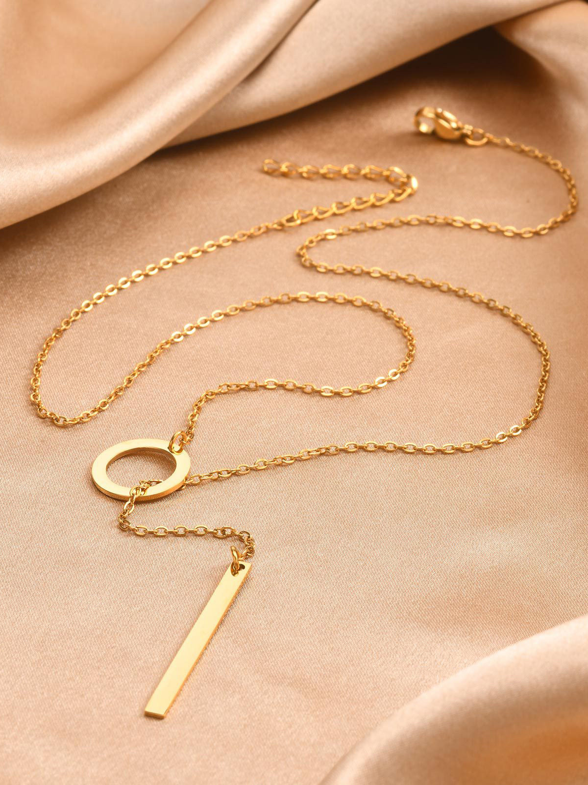 Golden Lariat Bar Y Necklace