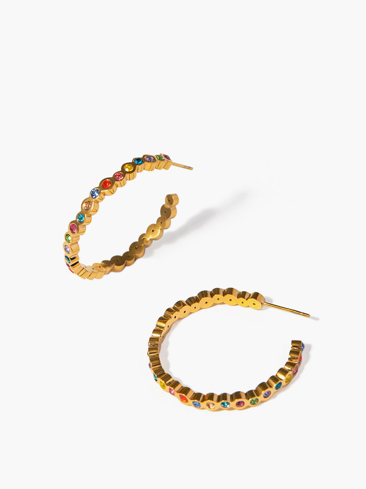 Golden Rainbow Hoop Earrings