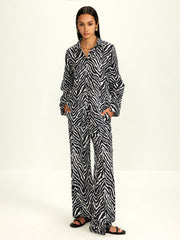 Zebra Stripe Lapel Loose Pants Set