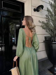 Loose Pleated Tie Back Dress