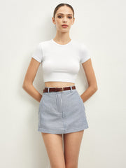 Pinstripe Pockets Shorts With Belt