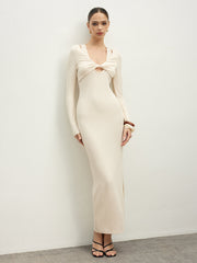 2 in 1 Ribbed Knotted Long Dress