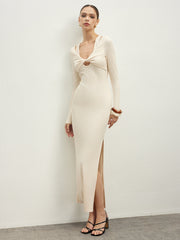 2 in 1 Ribbed Knotted Long Dress