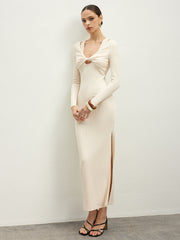 2 in 1 Ribbed Knotted Long Dress