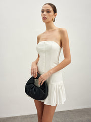 Cotton Blends Pleated Bubble Tube Dress