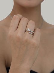 1pc Faux Pearl Open Hoop Ring