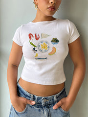 Pure Cotton Food Printed T-Shirt