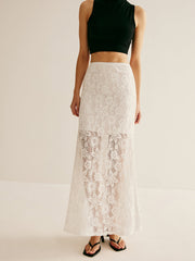 Elastic Waist Lace Sheer Skirt