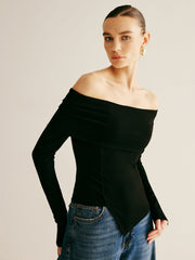 Off Shoulder Asymmetrical Blouse