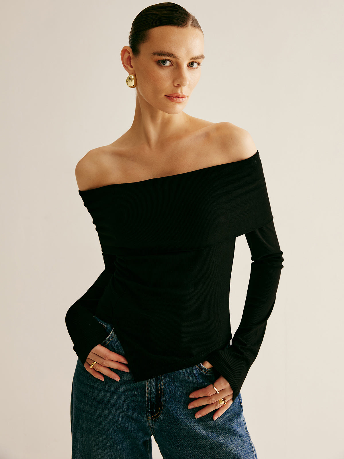 Off Shoulder Asymmetrical Blouse