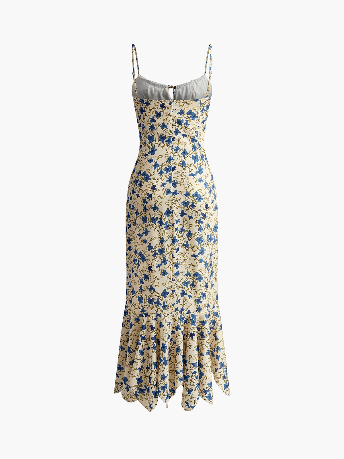 Floral Print Knotted Irregular Hem Long Dress