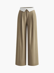 Contrast Binding Wide-Leg Pants