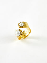 Golden Tunnel Pearl Open Ring