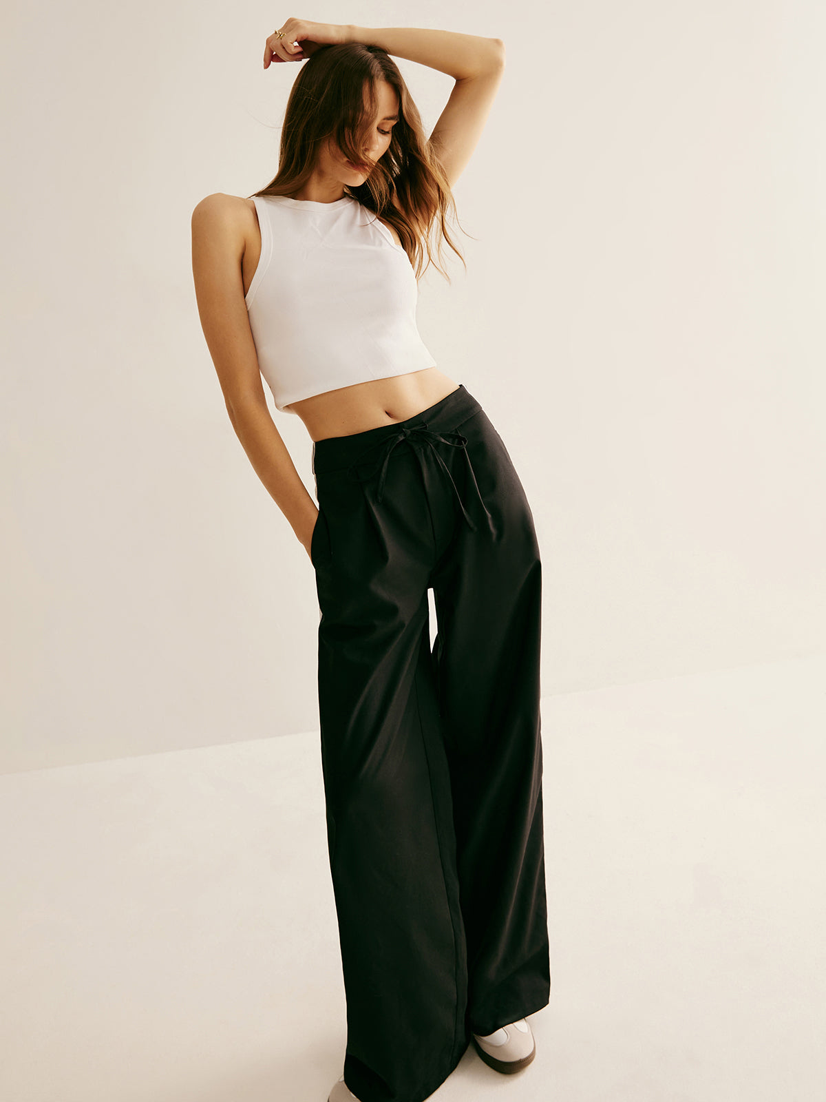 Patchwork High Waist Drawstring Pants