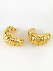 Golden Croissant Twist Stud Earrings