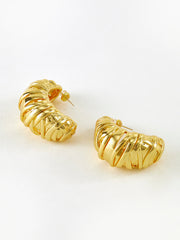 Golden Croissant Twist Stud Earrings