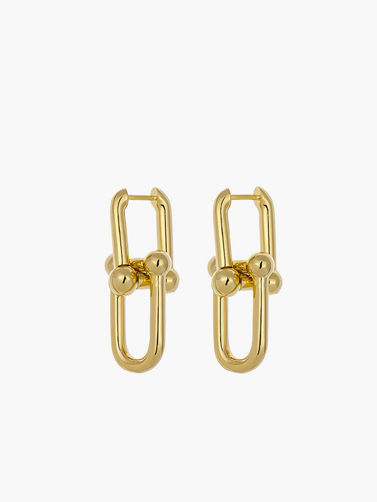 Golden Double U-Shaped Link Earrings