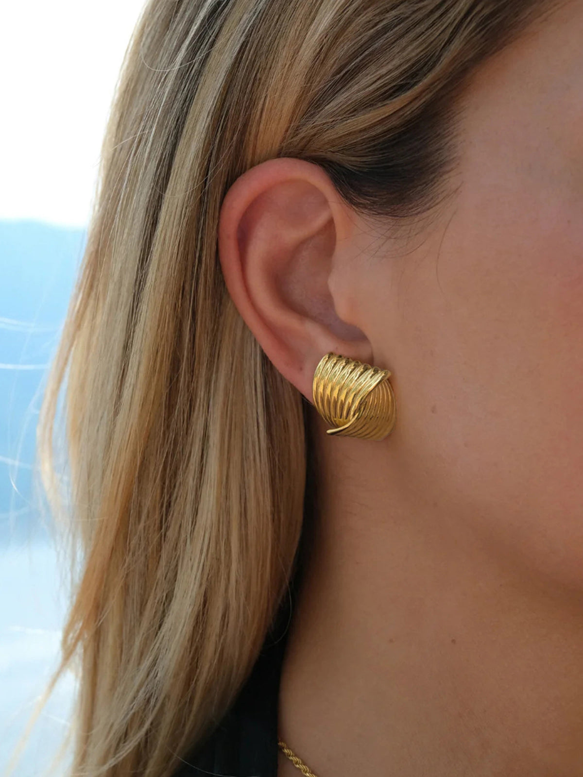 Chunky Gold Twisted Earrings