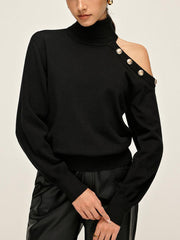 Turtleneck Asymmetrical One Shoulder Sweater