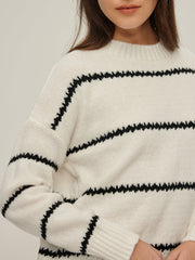 Crew Neck Striped Pullover Sweater