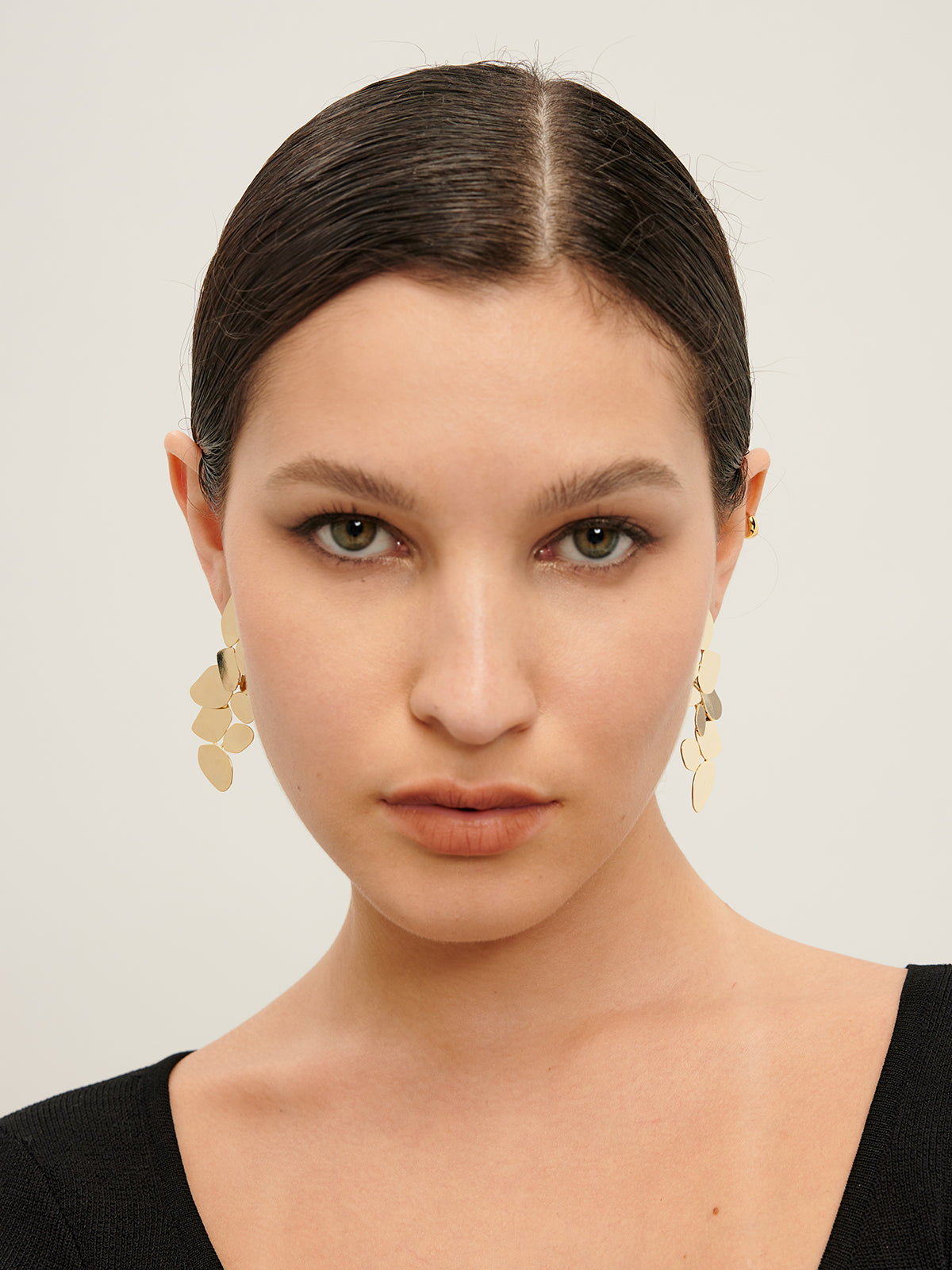 Leaves Panel Stud Drop Earrings