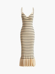 Ruffle Striped Sweater Cami Dress