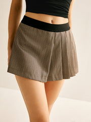 Patchwork Plaid Pleated Shorts