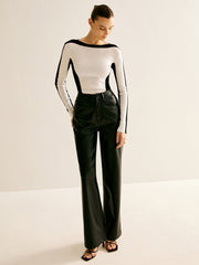 Wool-Blend Color Block Slim Sweater