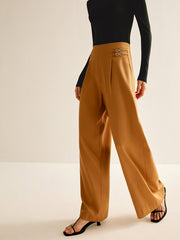 Metal-Detail Straight Pants